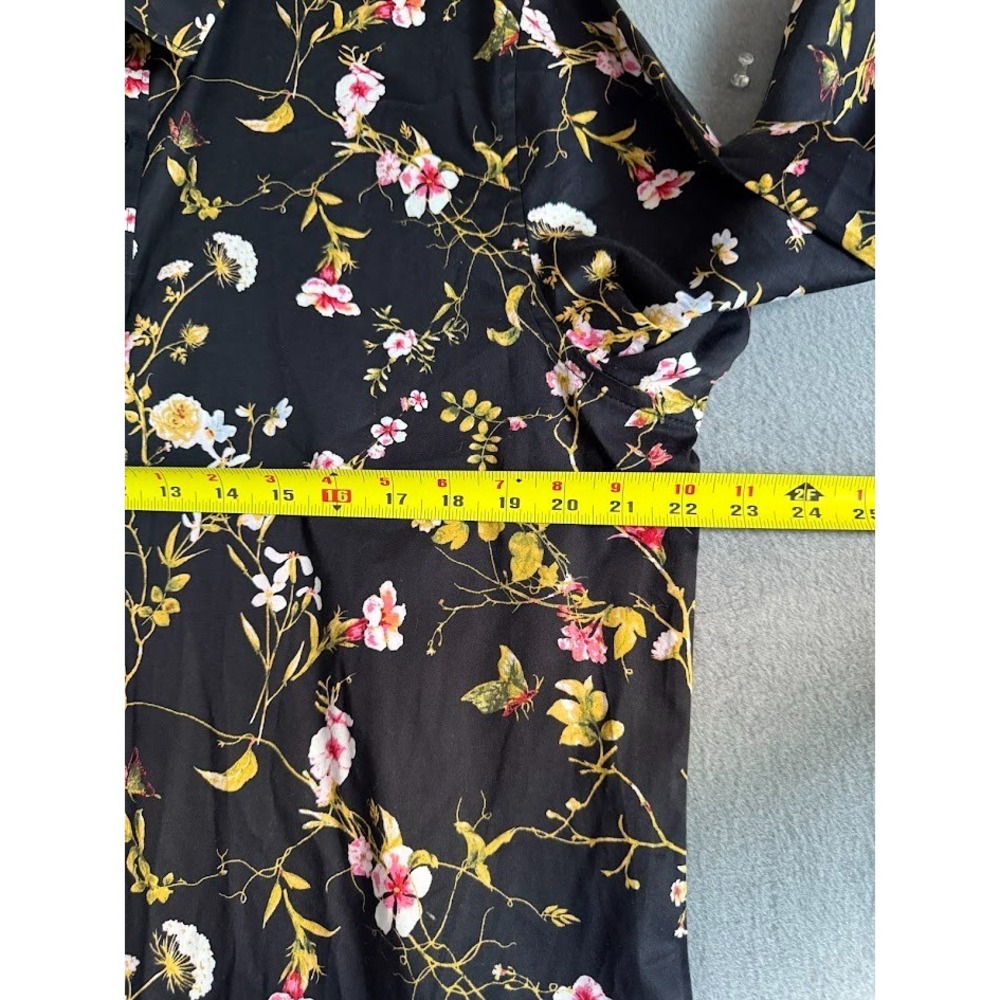 Guess Los Angeles Dress Shirt Men XL Black‎ Floral Slim Fit Long Sleeve Buttons - Picture 8 of 16